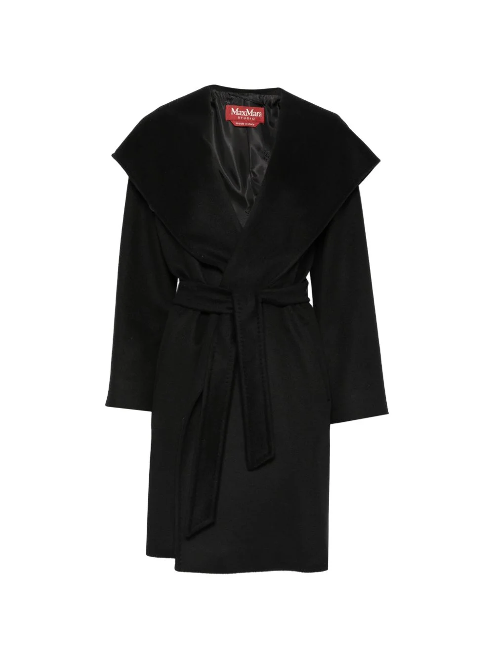 hooded belted coat - 1