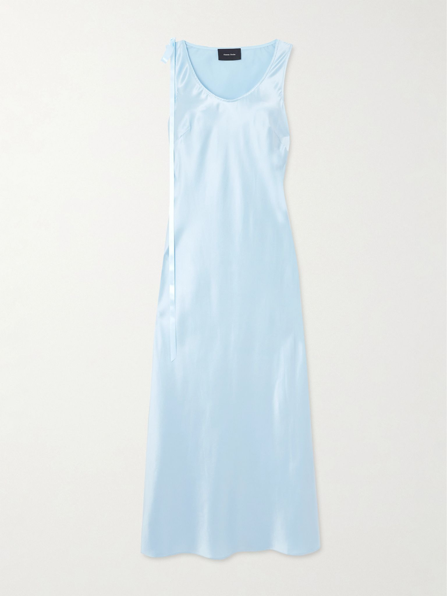 Bow-embellished silk midi dress Light blue - 1