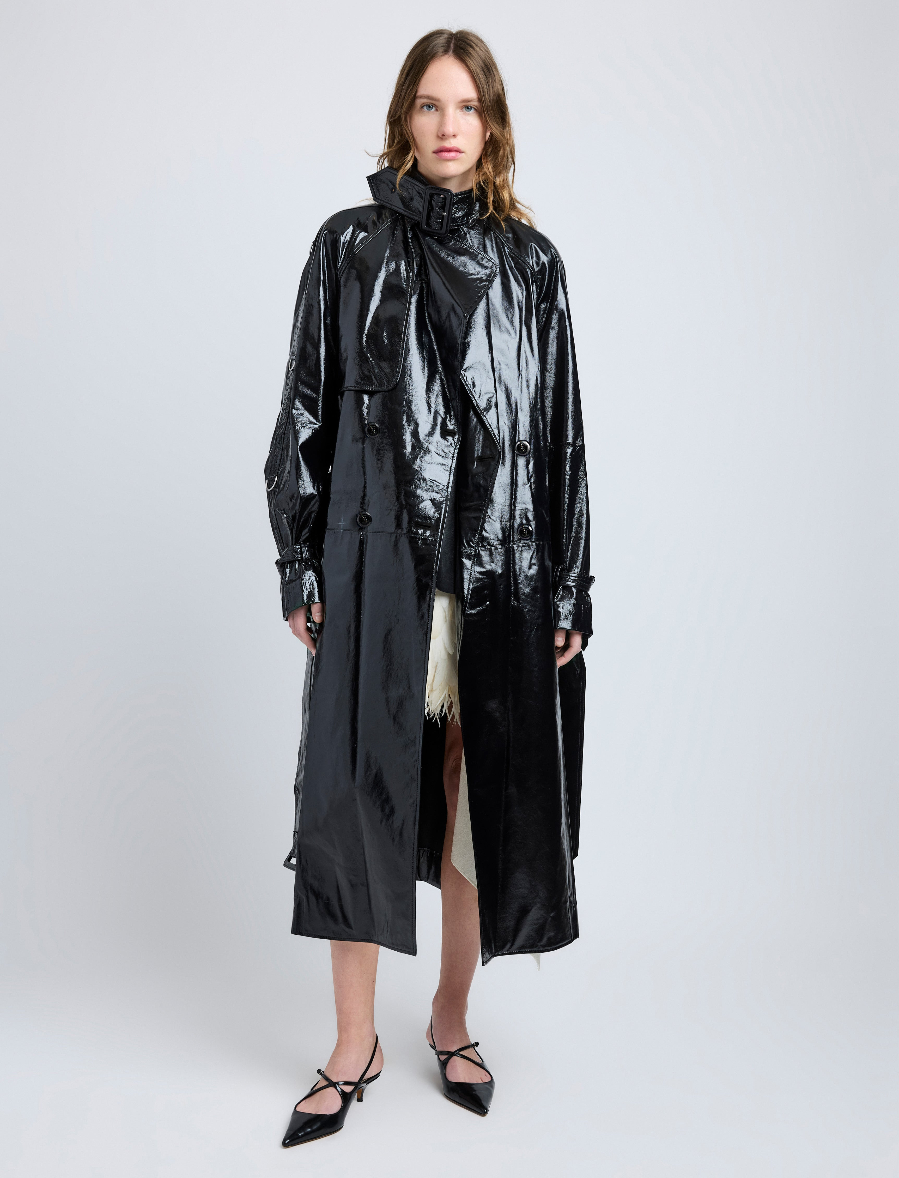 Sabina Coat in Lacquered Leather - 6
