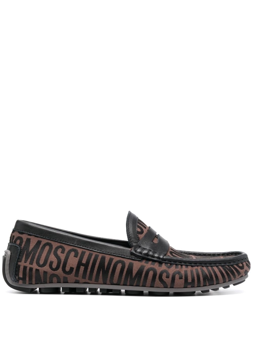 jacquard penny-slot leather loafers - 1