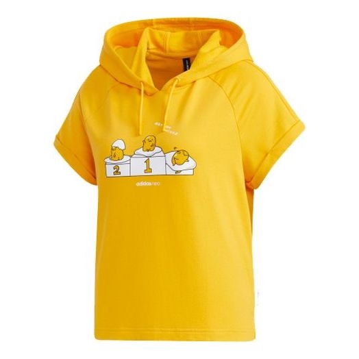 (WMNS) adidas neo GDTM SS HDY Yellow Crossover Sports Hooded Pullover Short Sleeve Yellow T-Shirt GL - 1