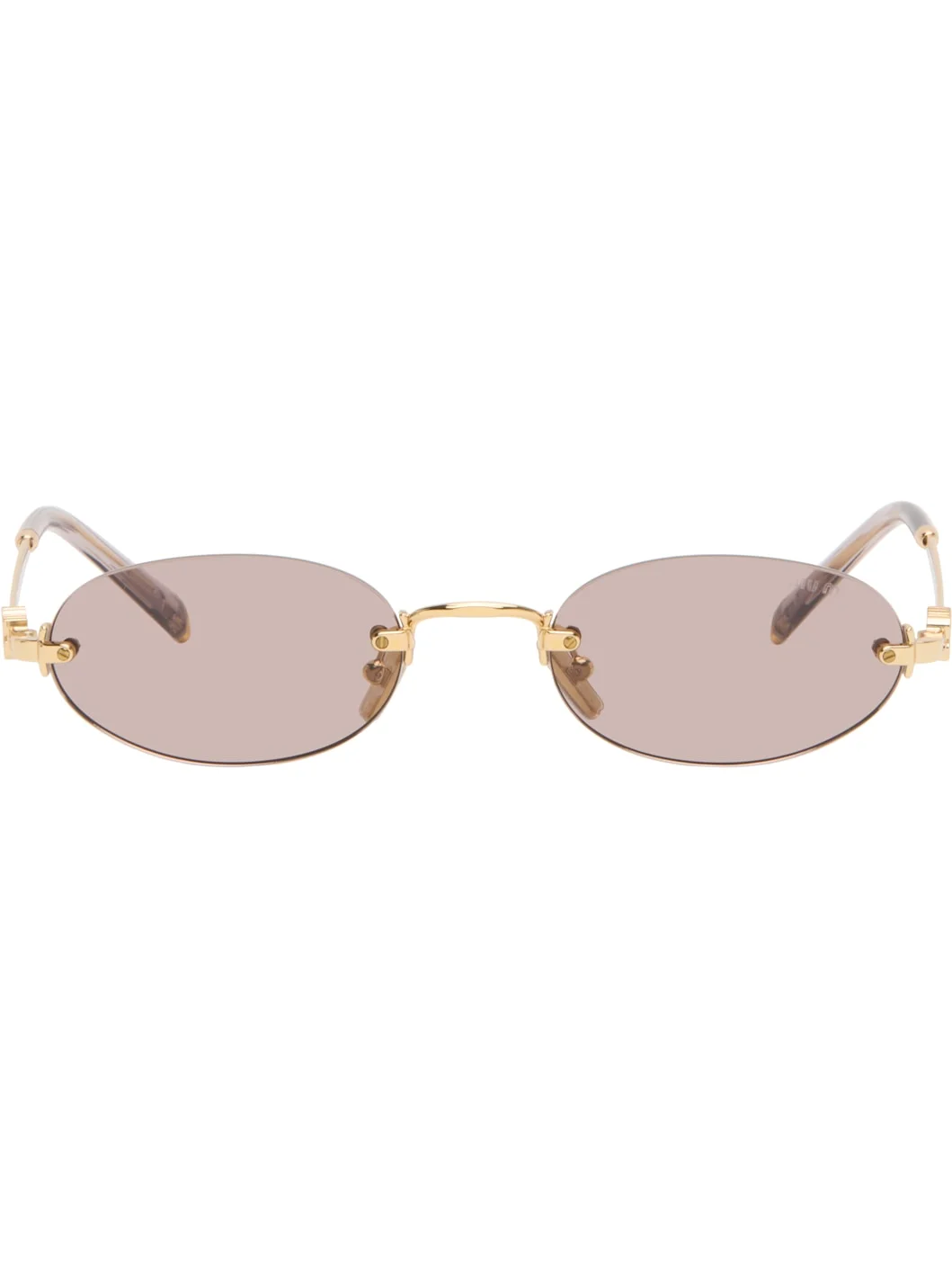 Gold 'Miu Miu Logo' Sunglasses - 1