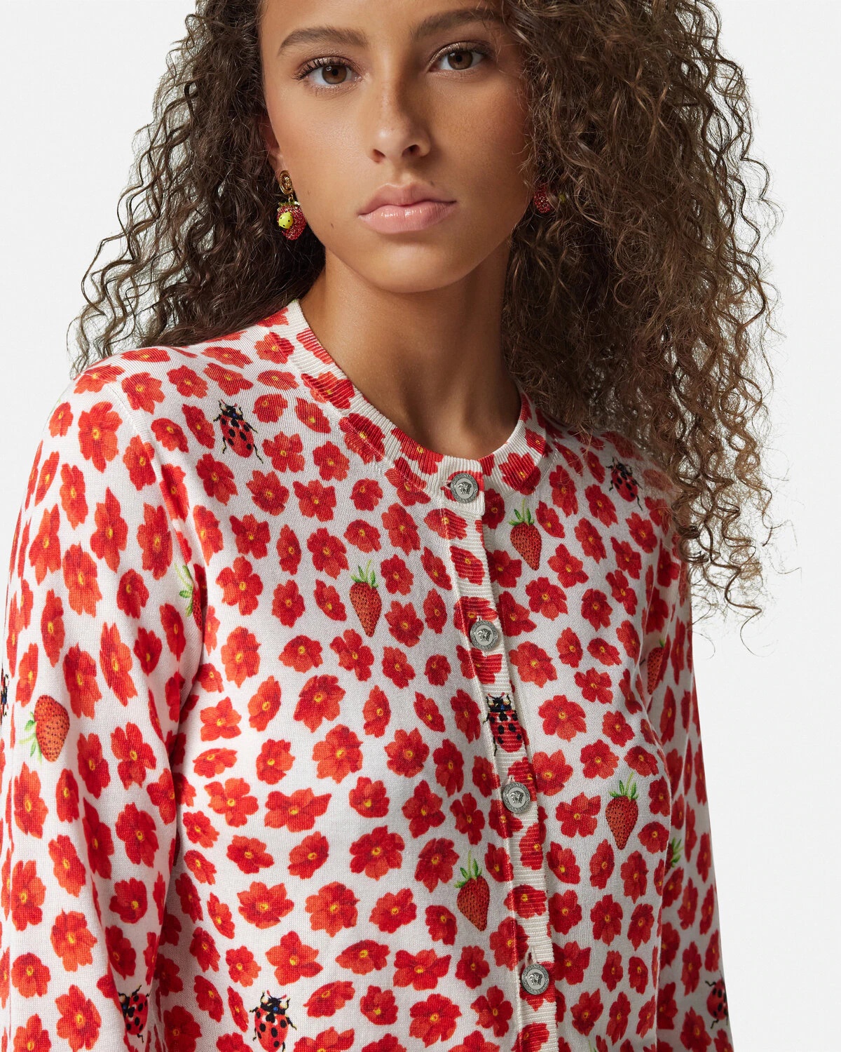 Strawberry Garden Silk Knit Cardigan - 3
