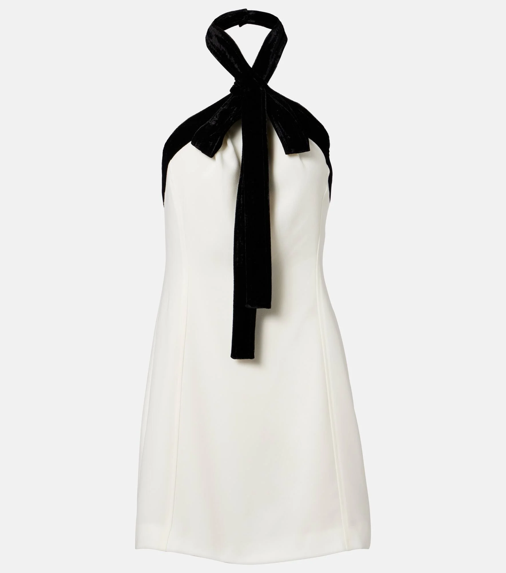 Jolie velvet-trimmed crêpe minidress - 1