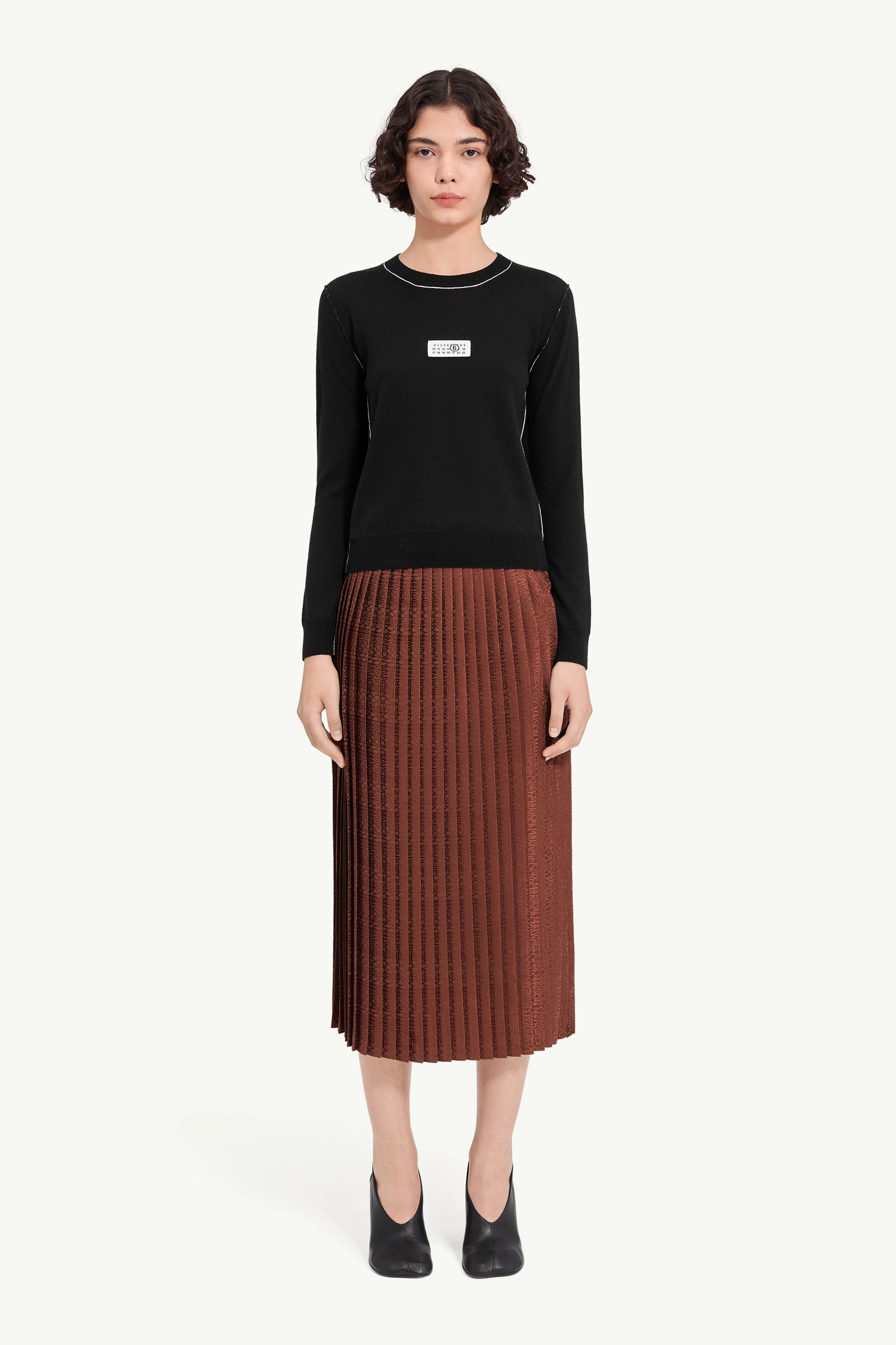 Contrast-trimmed wool blend knit jumper - 1