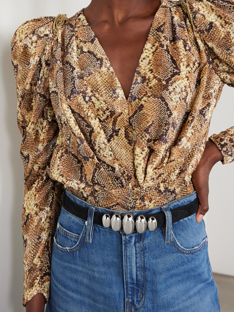 Isabel Marant Fuzz Embellished Nubuck Belt outlook