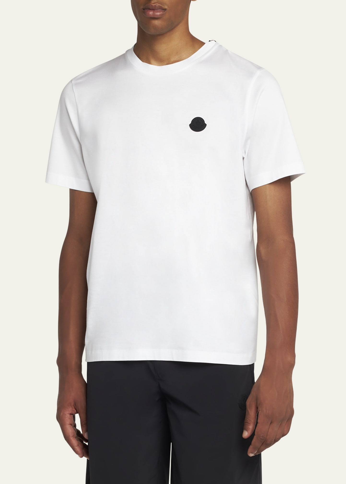 Men's Logo Patch Cotton Crewneck T-Shirt - 4