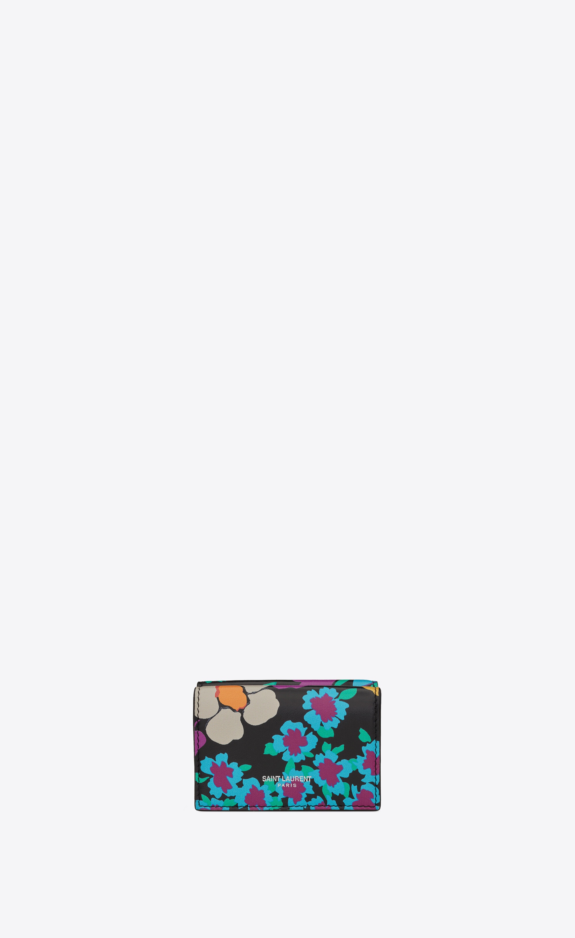 origami tiny wallet in multicolor flower-print leather - 1