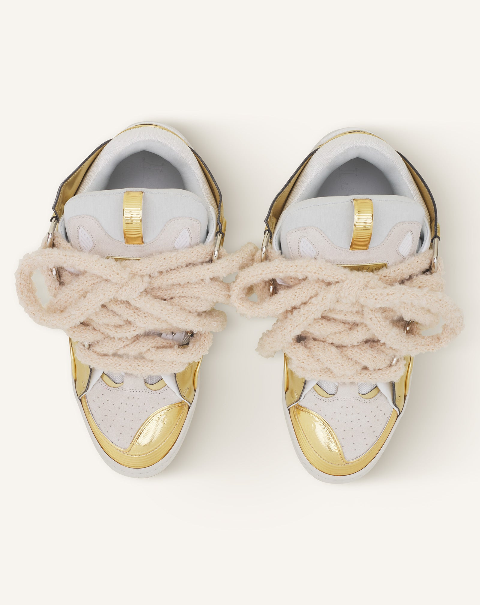 CURB METALLIC LEATHER SNEAKERS WITH MESH LACES - 4