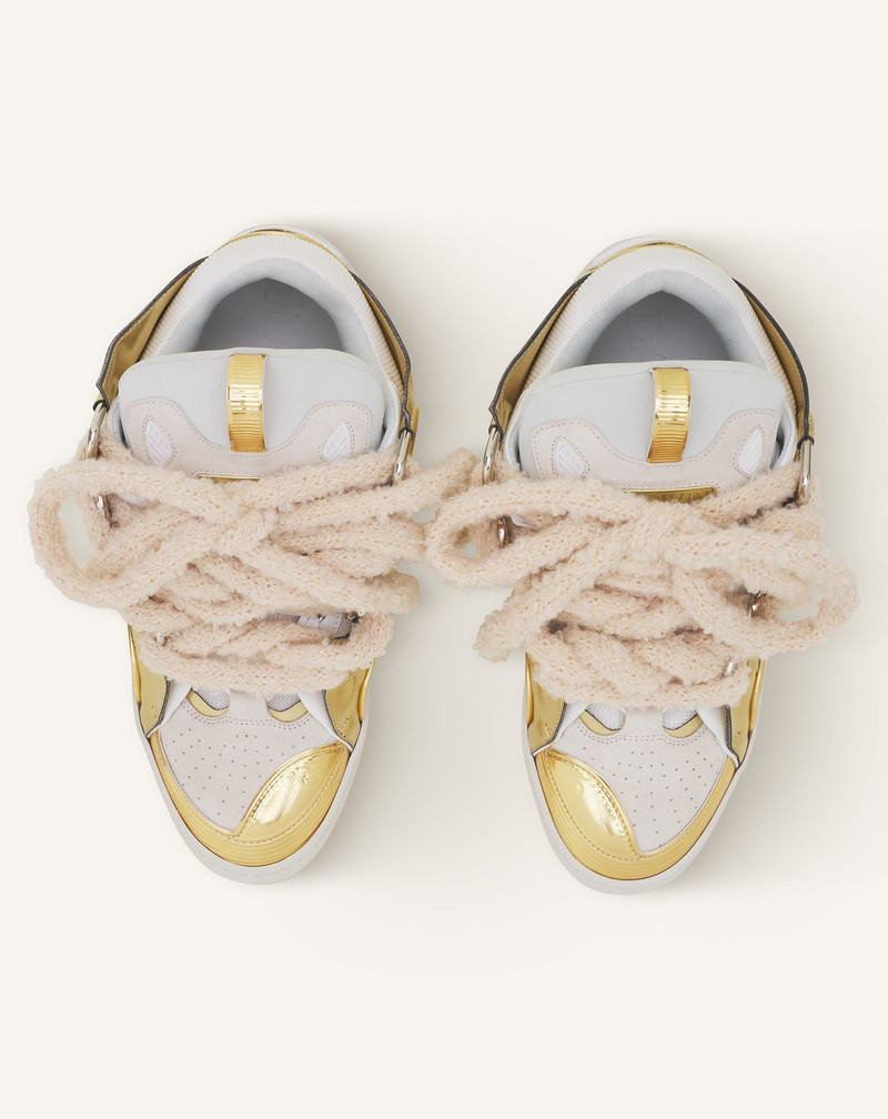 CURB METALLIC LEATHER SNEAKERS WITH MESH LACES 4