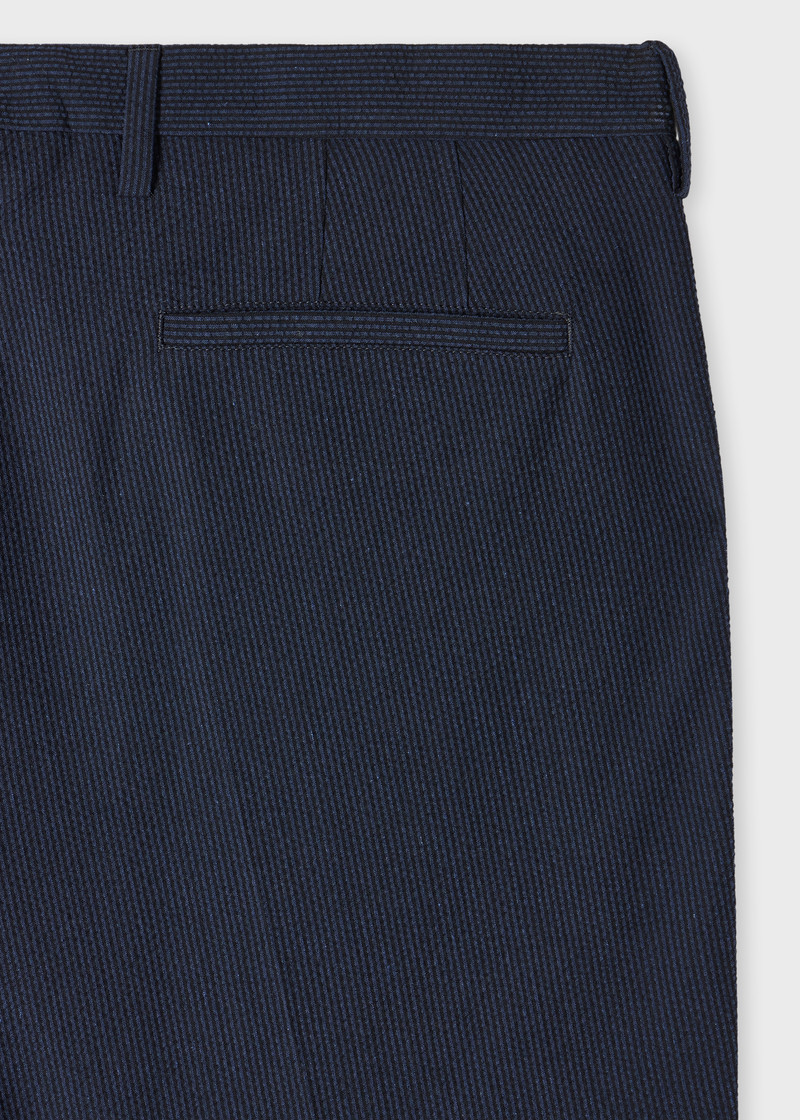 Paul Smith Slim-Fit Navy Cotton-Blend Seersucker Stripe Trousers outlook