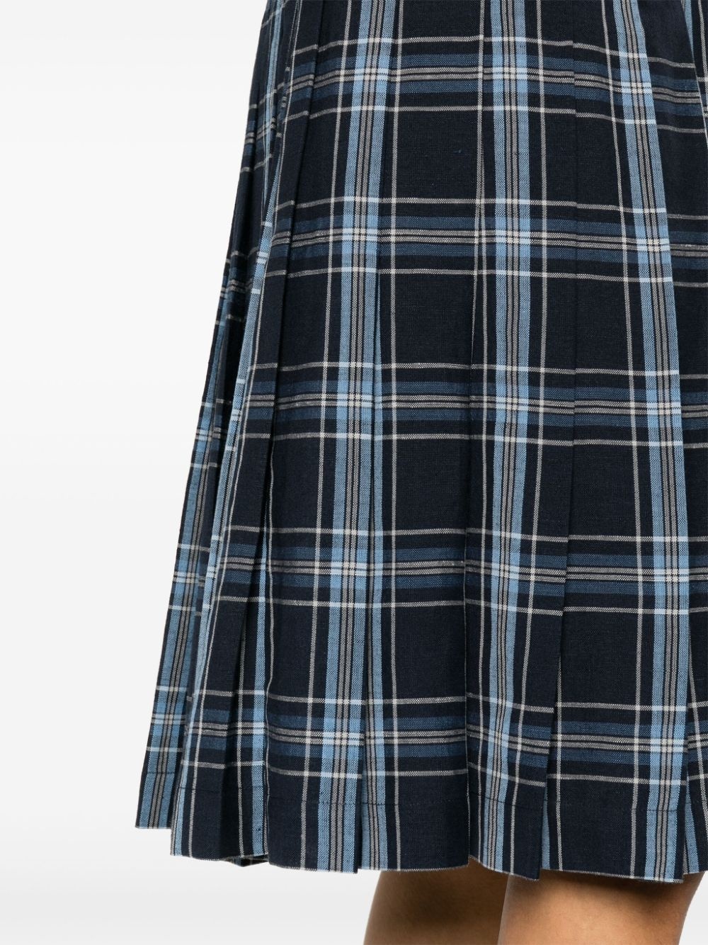 plaid-check pleated shirtdress - 5