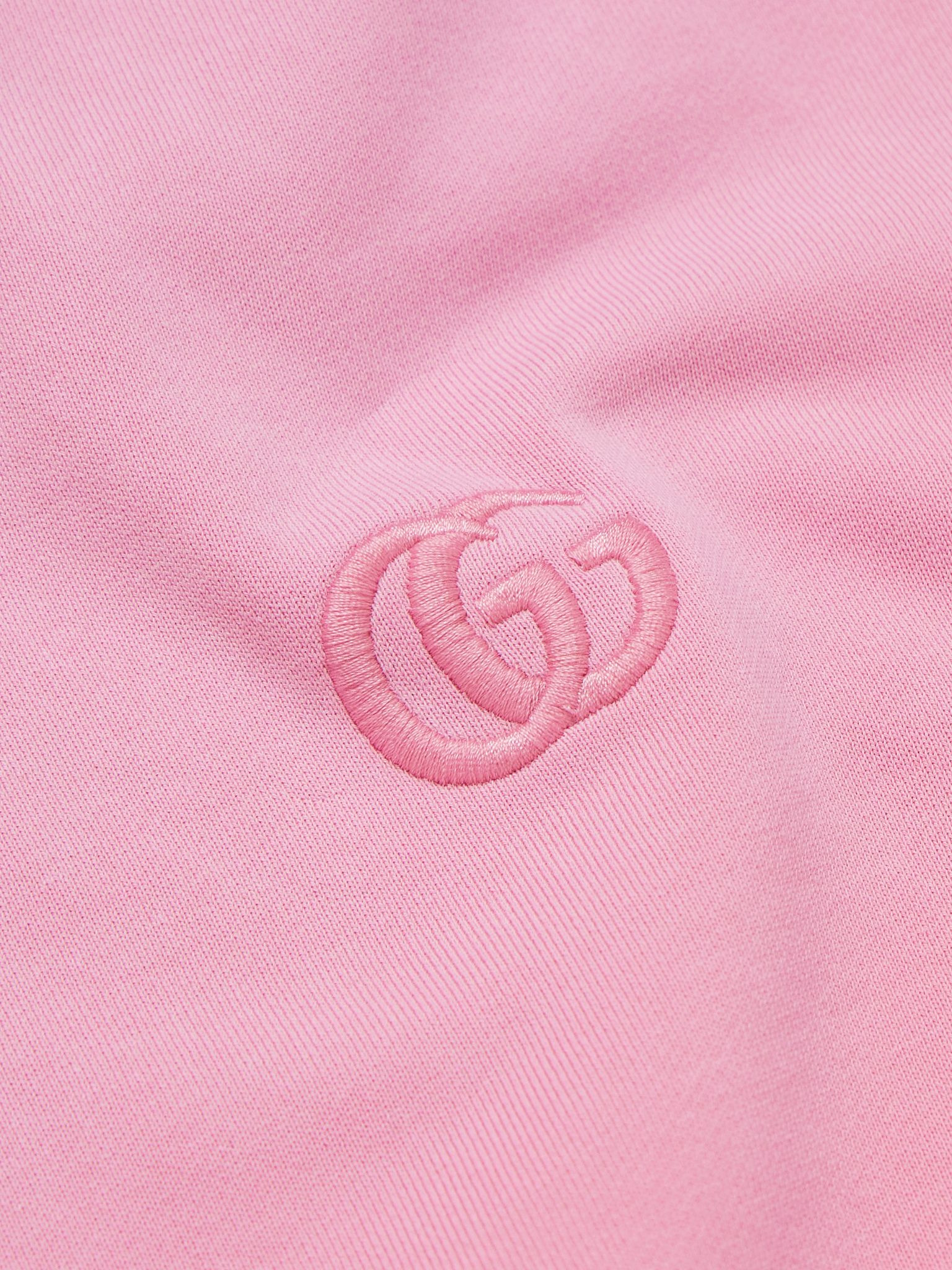 Logo-Embroidered Cotton-Blend Jersey Hoodie Pink - 4