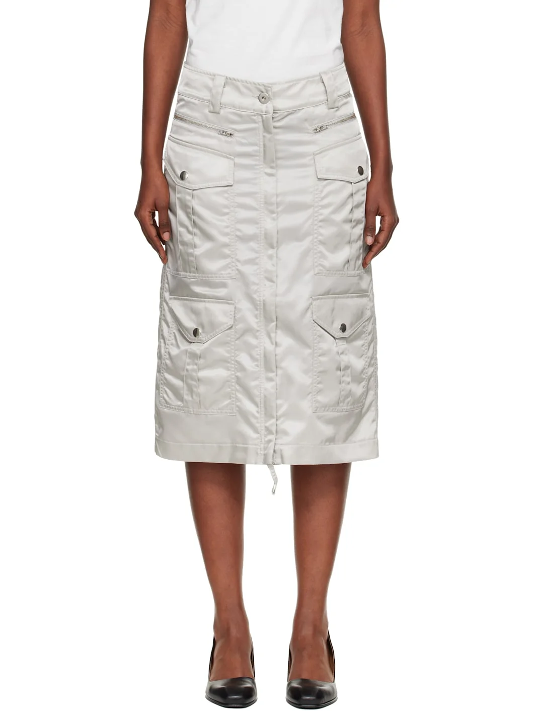 Gray Aviator Cargo Midi Skirt - 1