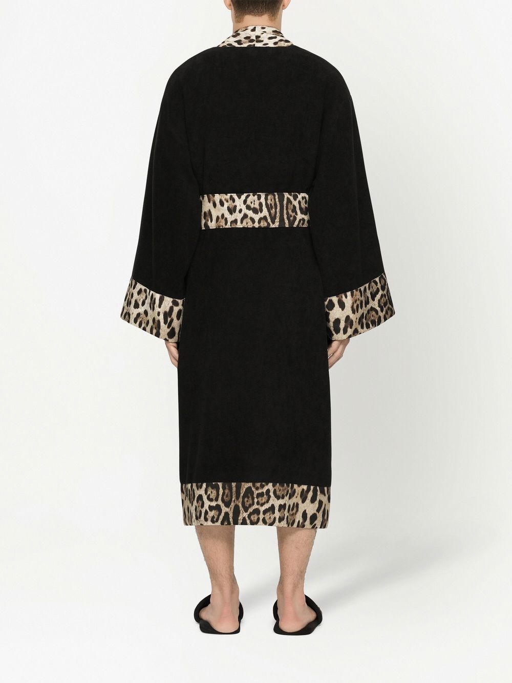 leopard print-trim bathrobe - 5