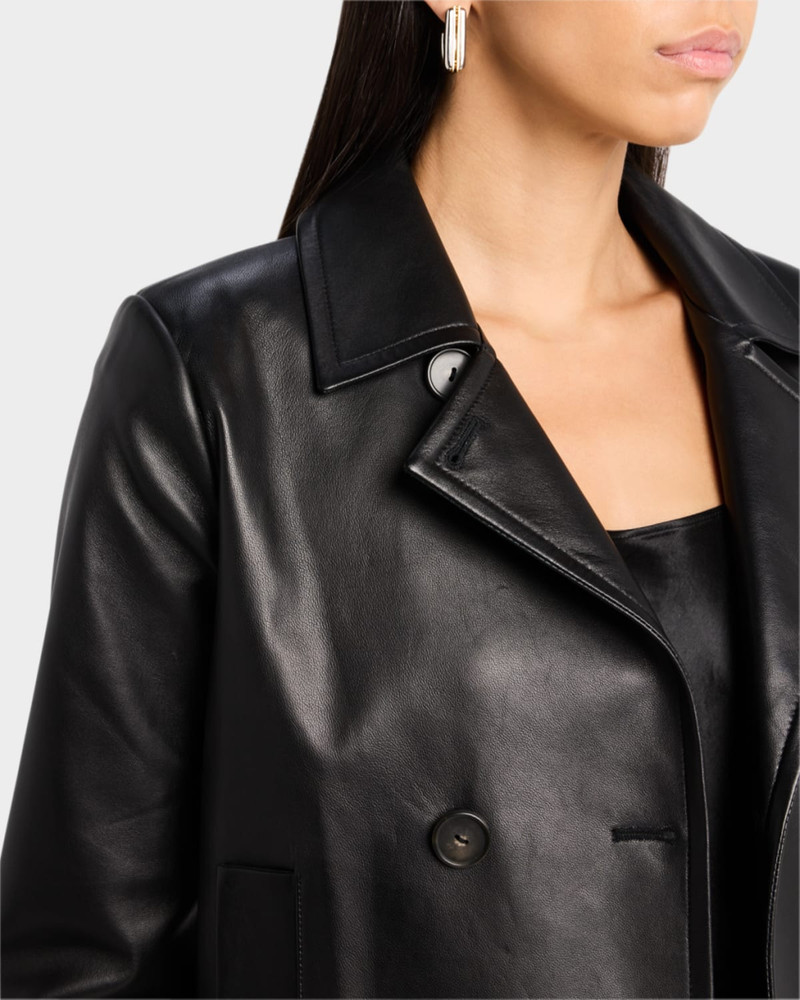 Shrunken Leather Peacoat 5