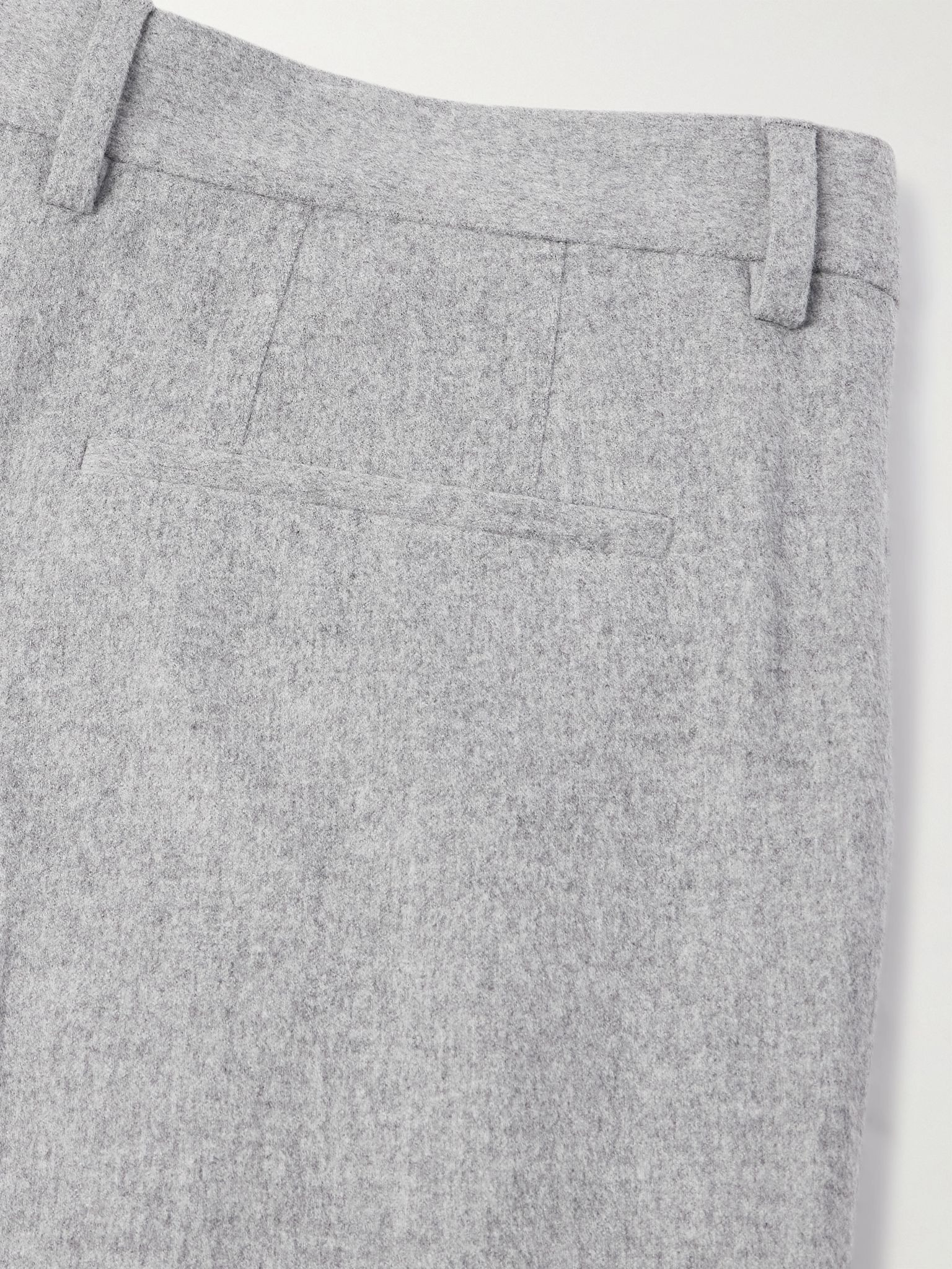 Straight-Leg Pleated Cotton and Cashmere-Blend Suit Trousers Gray - 5
