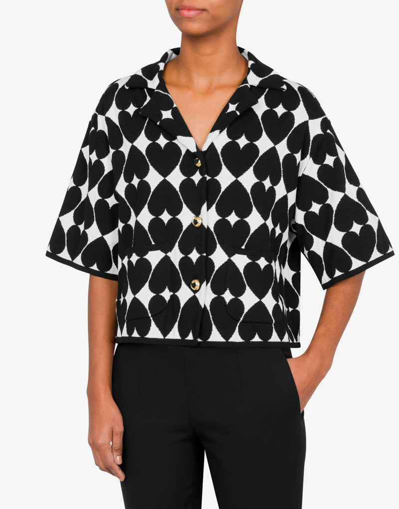 Moschino OPTICAL HEART CROPPED CARDIGAN outlook