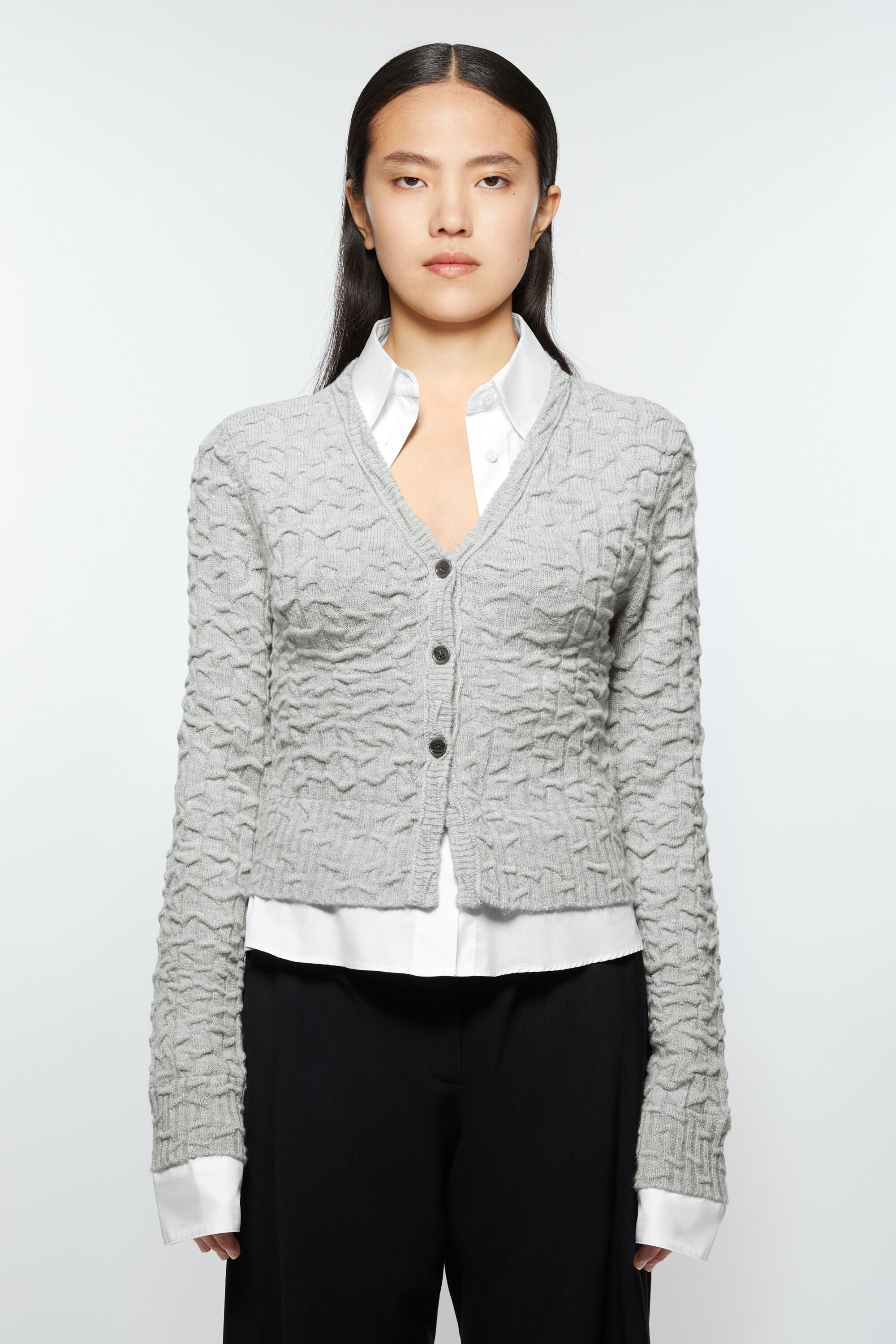 Layered cardigan - Light grey - 2