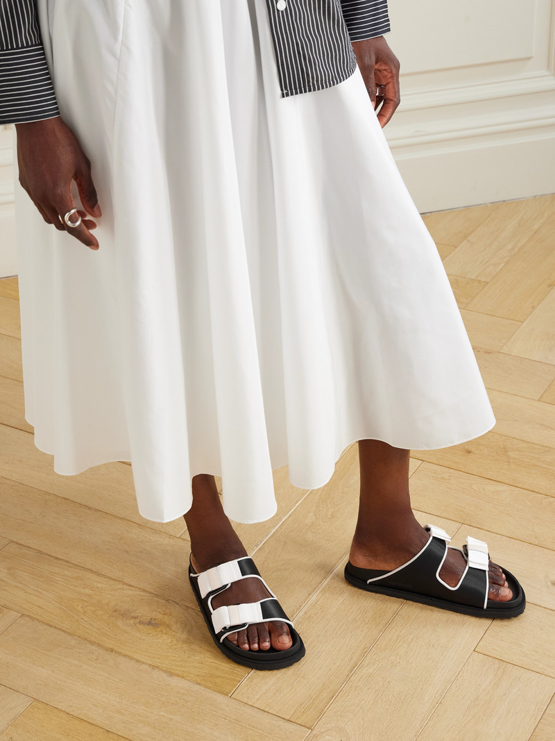 BIRKENSTOCK Arizona Bow-detailed Grosgrain-trimmed Satin Sandals outlook