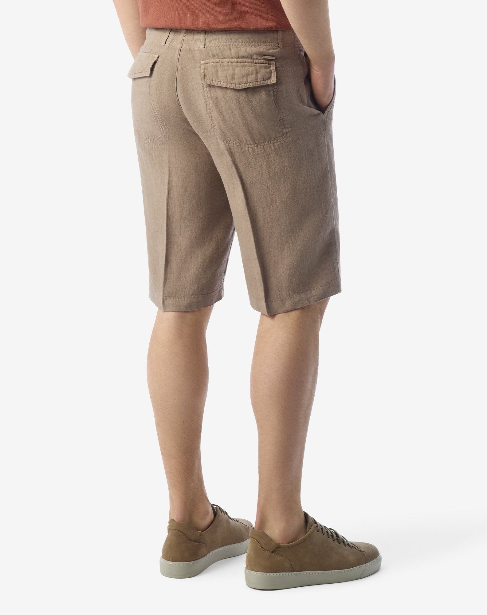 Beige pure linen Bermuda shorts - 4