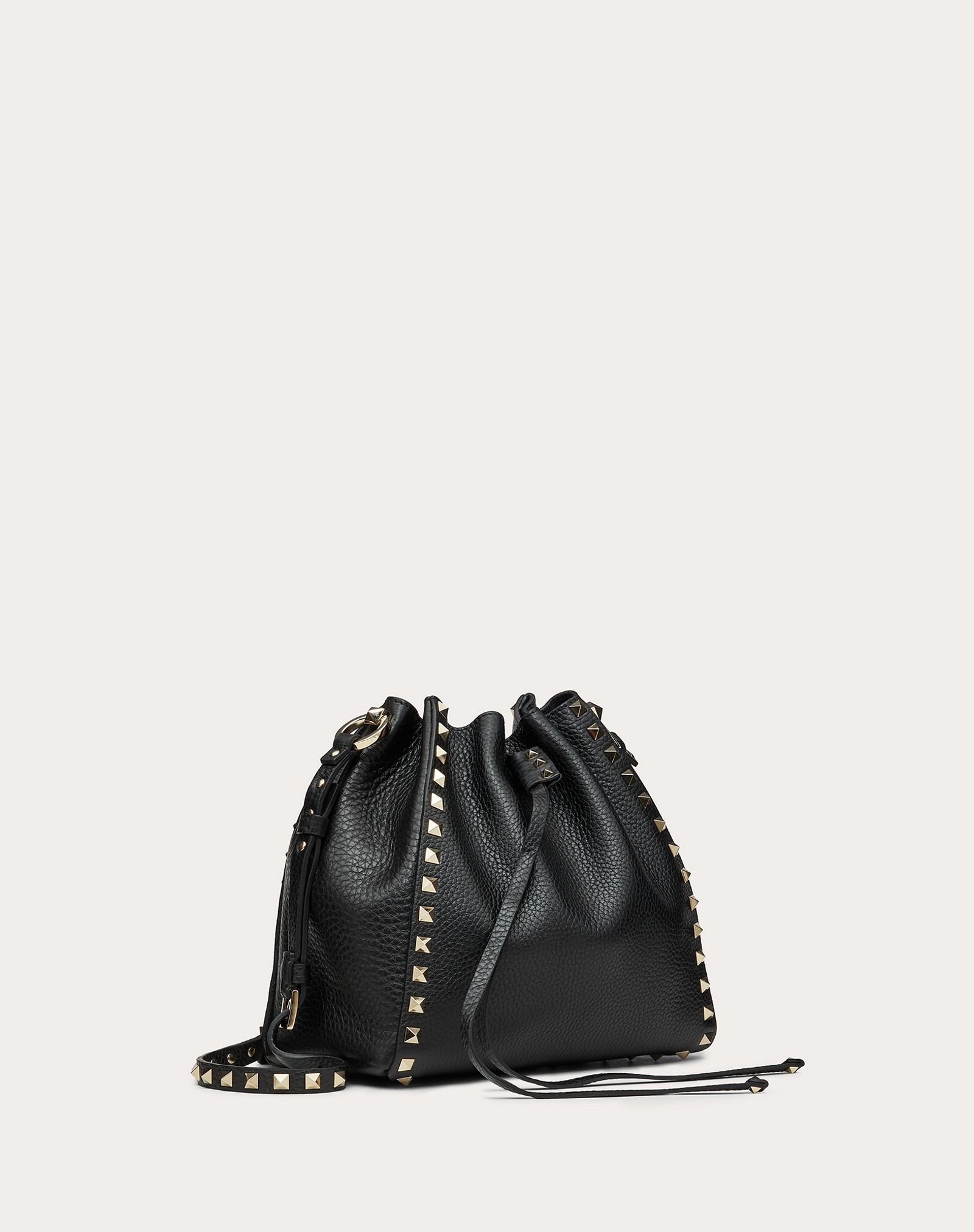 Small Rockstud Grainy Calfskin Bucket Bag - 2