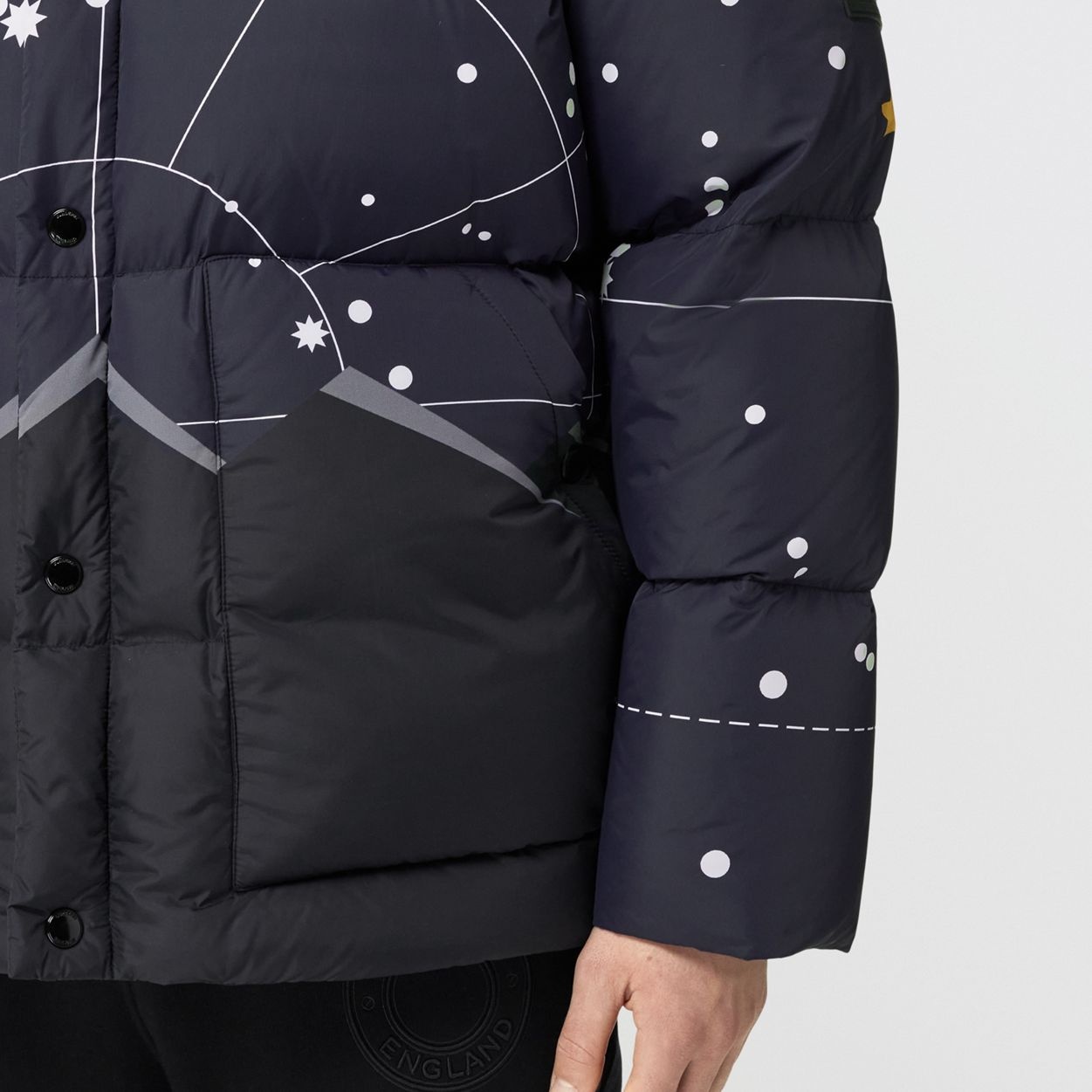 Geometric Print Nylon Puffer Jacket - 5