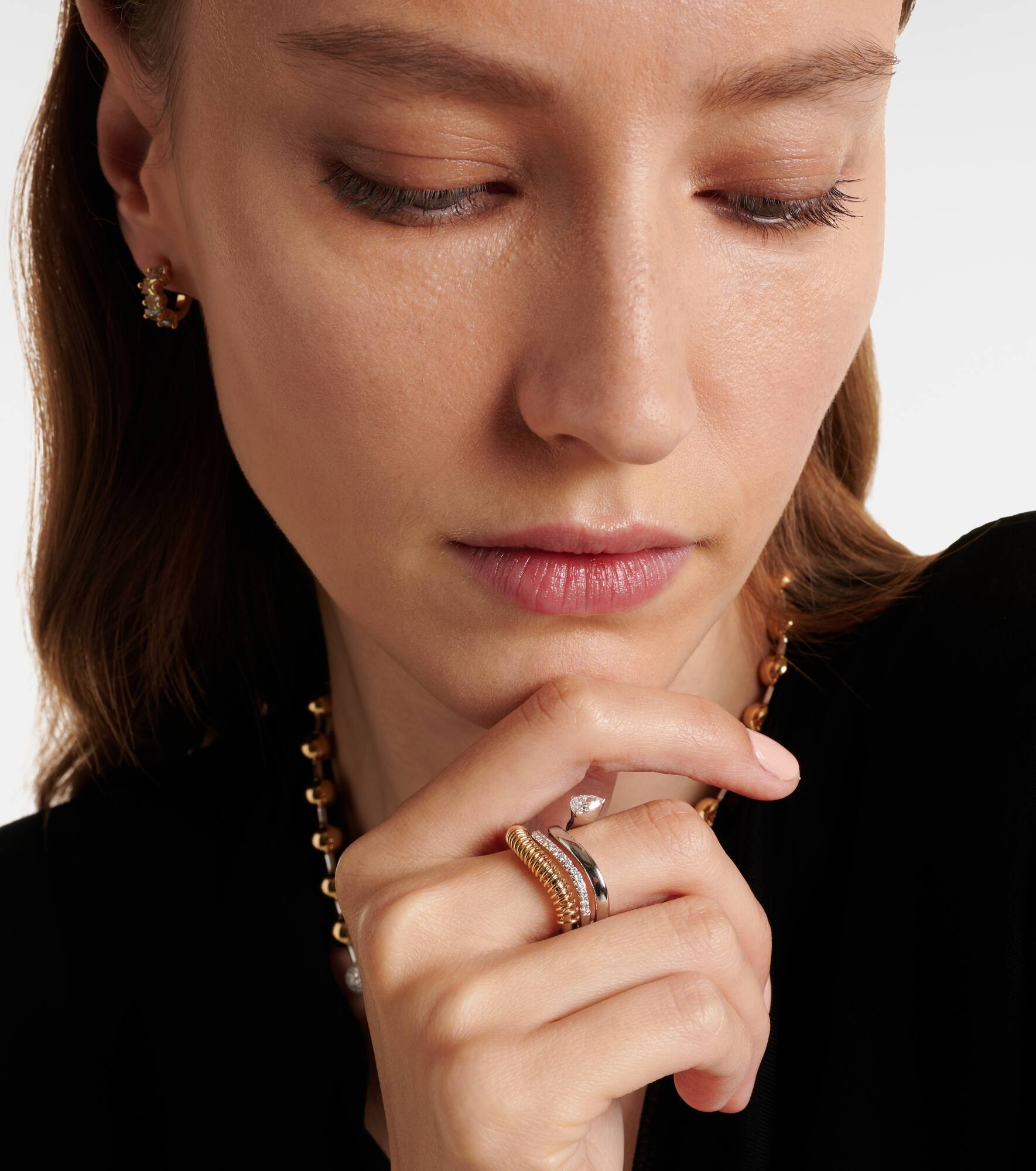Versus Pear 18kt gold ring with diamonds - 3