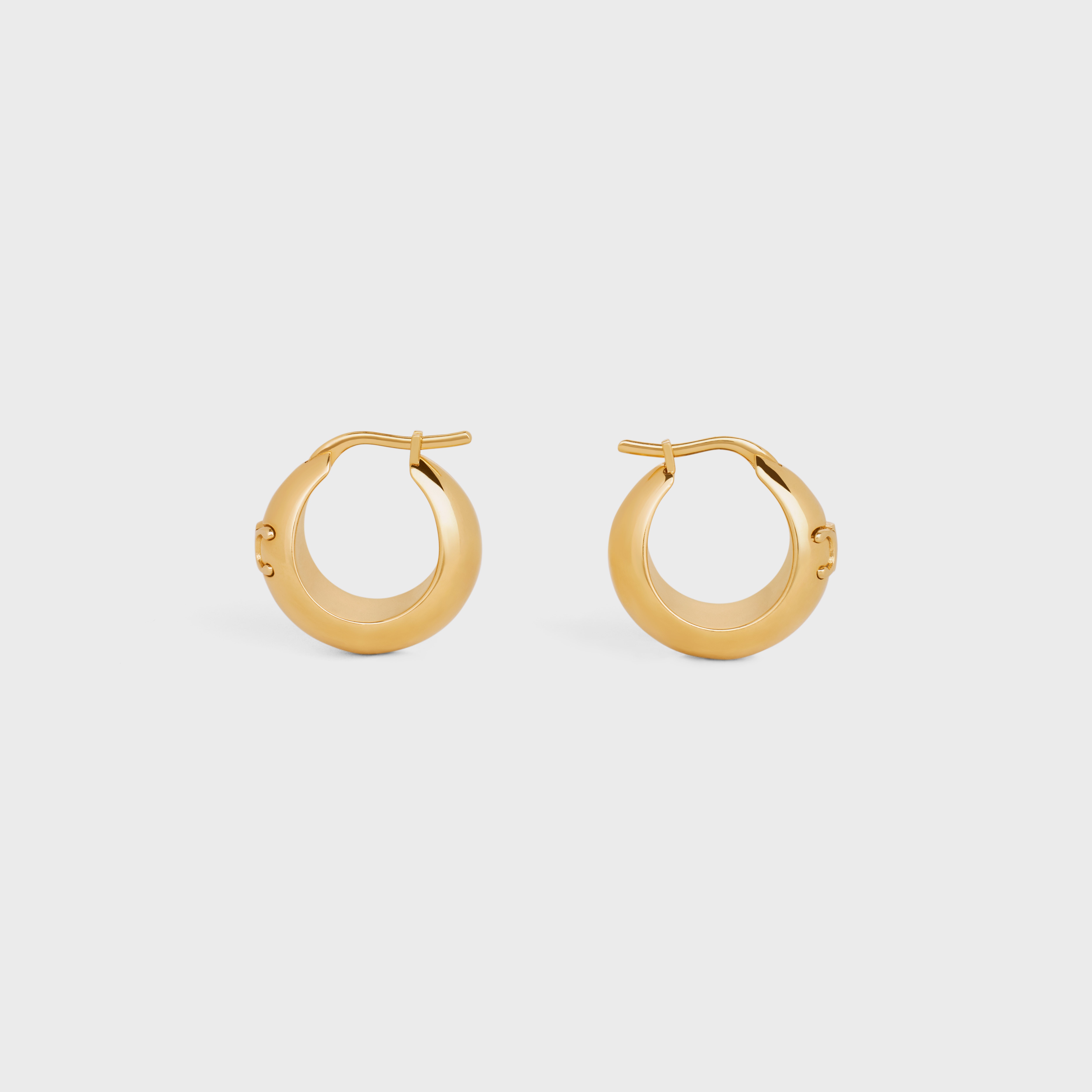 CELINE Triomphe Bold Hoops in Brass with Gold Finish