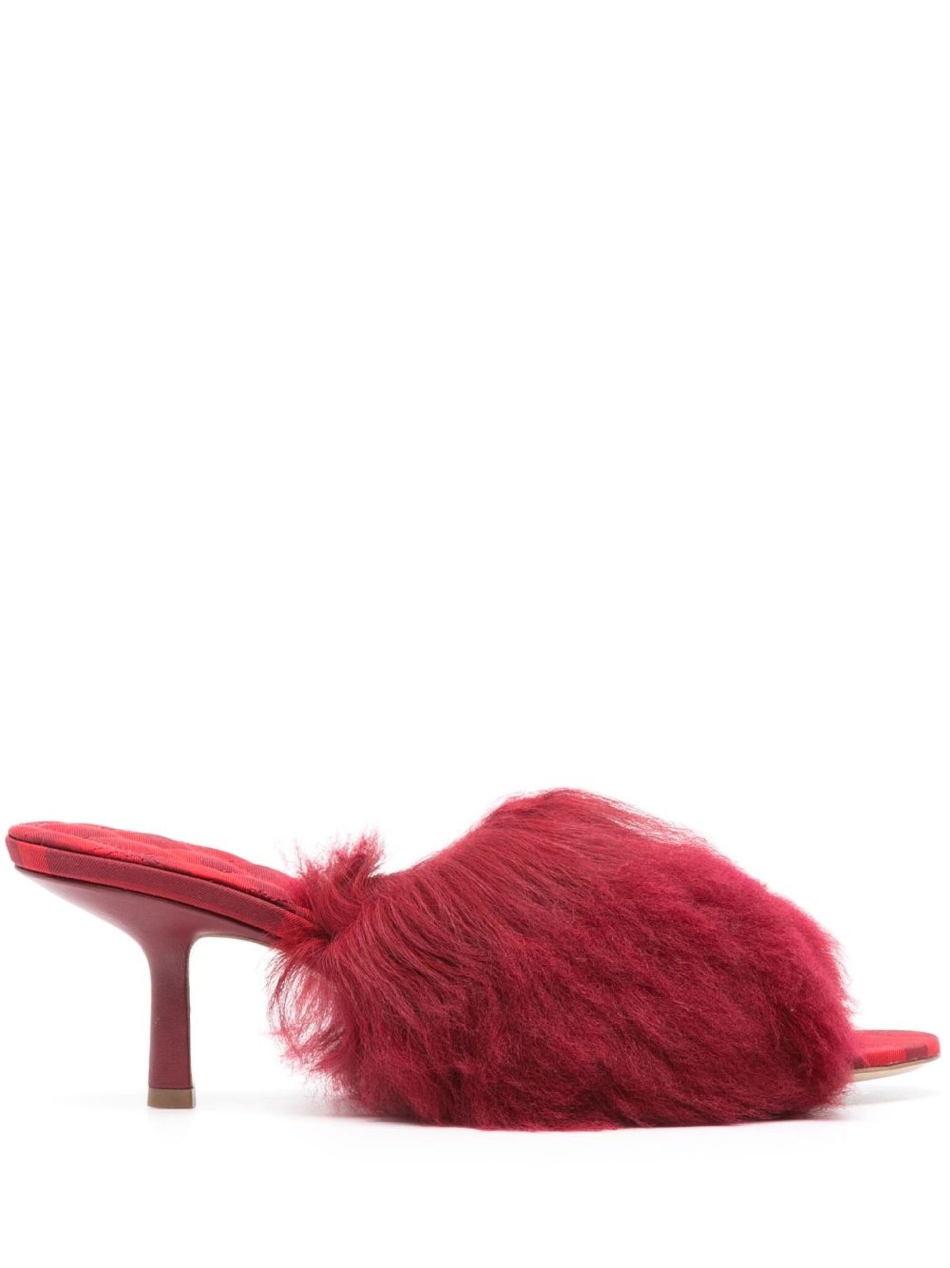 Red Jackie 65 Shearling Mules - 1