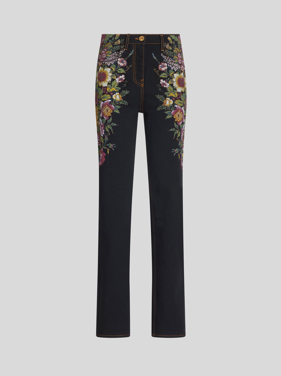 SKINNY JEANS WITH FLORAL PRINT - 1