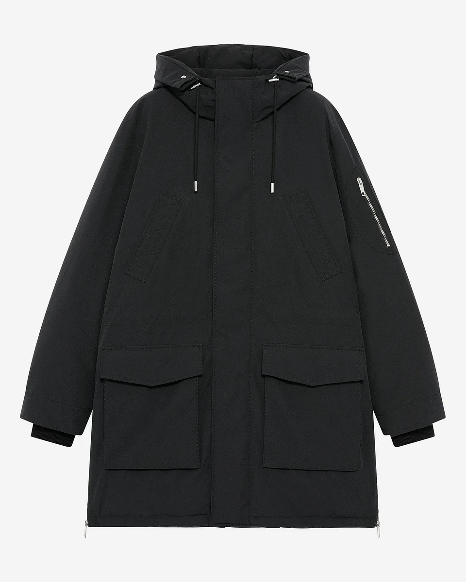 GREY WATER-REPELLENT PARKA - 1