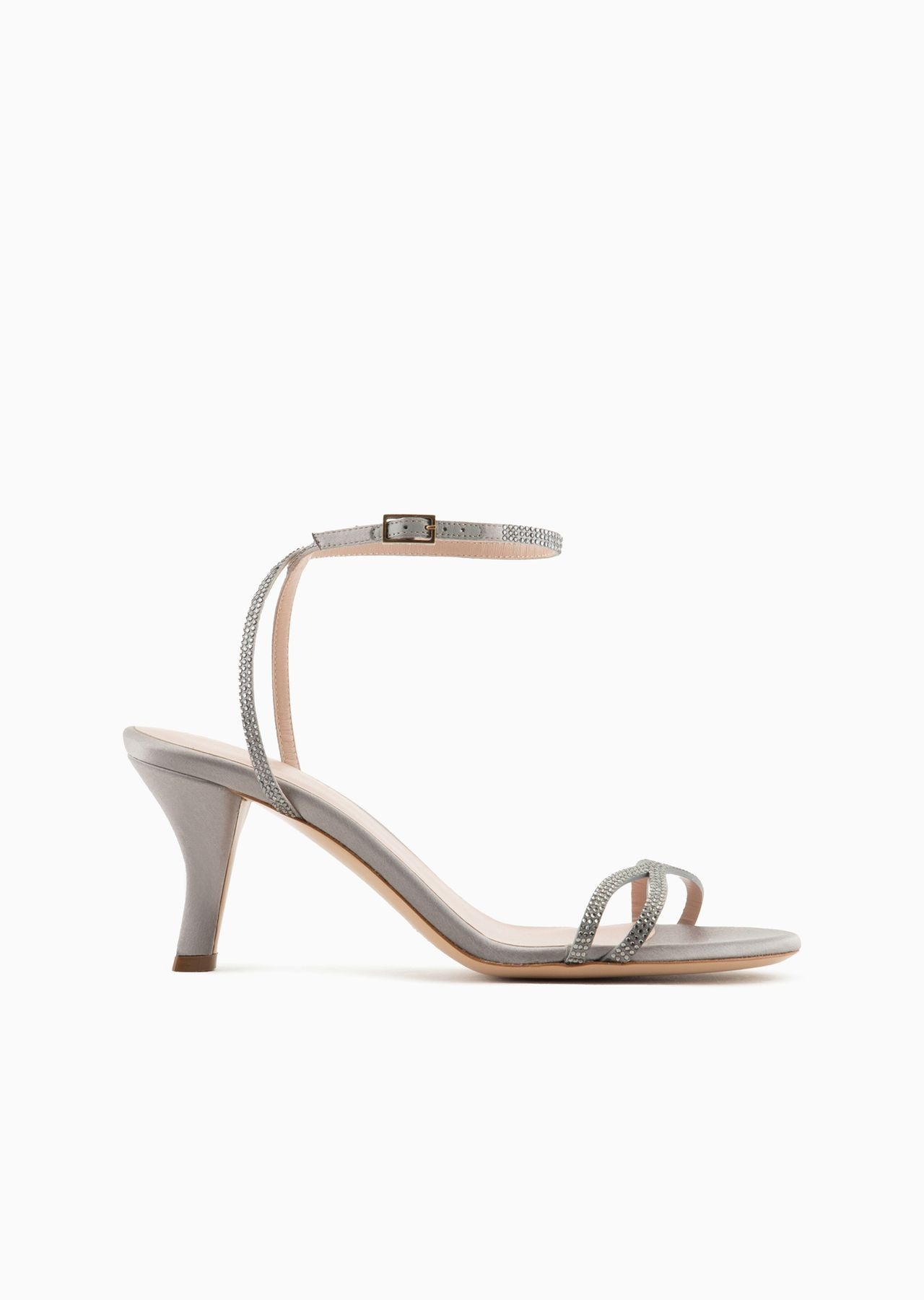 Satin and rhinestone heeled sandals - 1