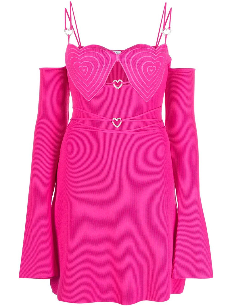 off-shoulder heart-detail mini dress 1