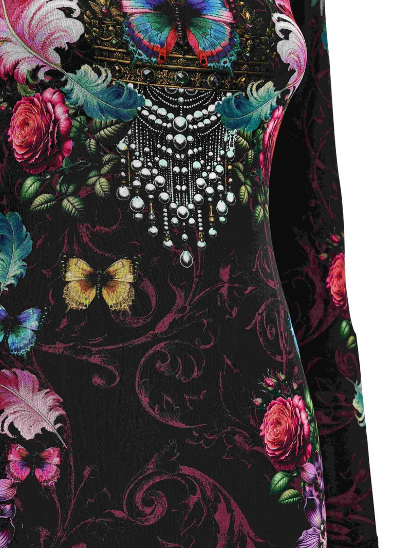 VERSACE JEANS COUTURE floral-butterfly print midi dress outlook