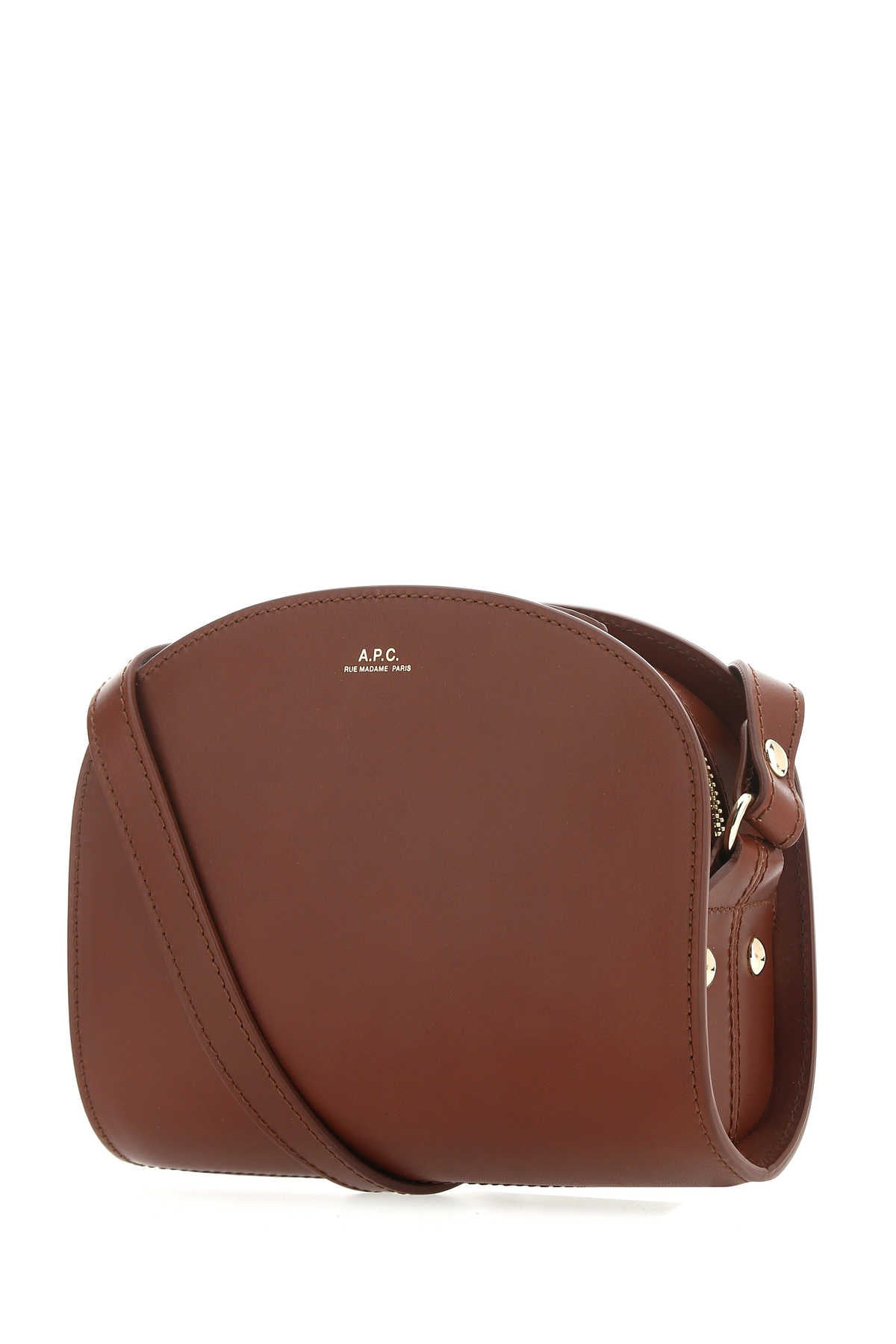 A.P.C. Women Caramel Leather Mini Demi Lune Shoulder Bag - 2