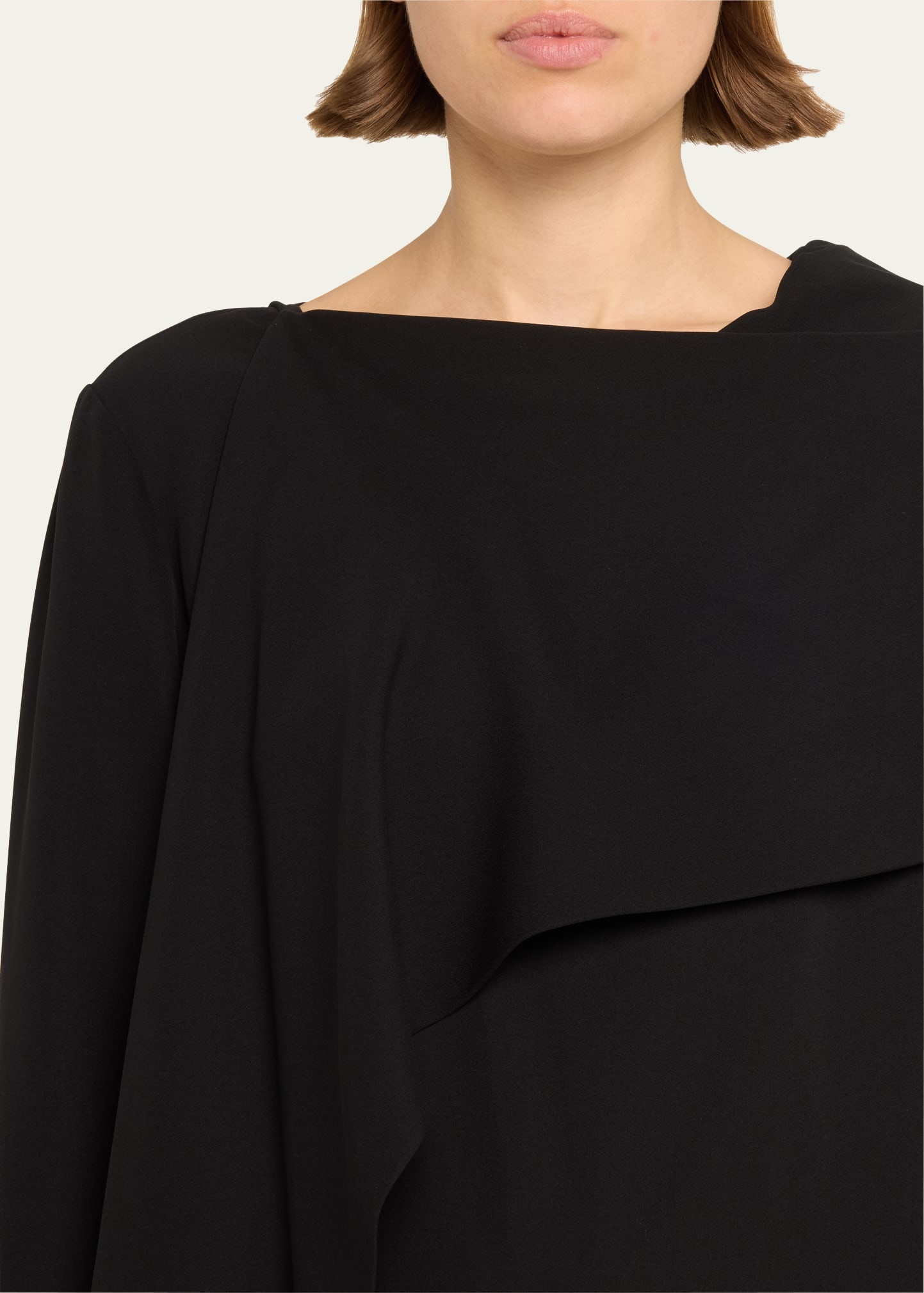 Lea Draped Foldover Silk Top - 5