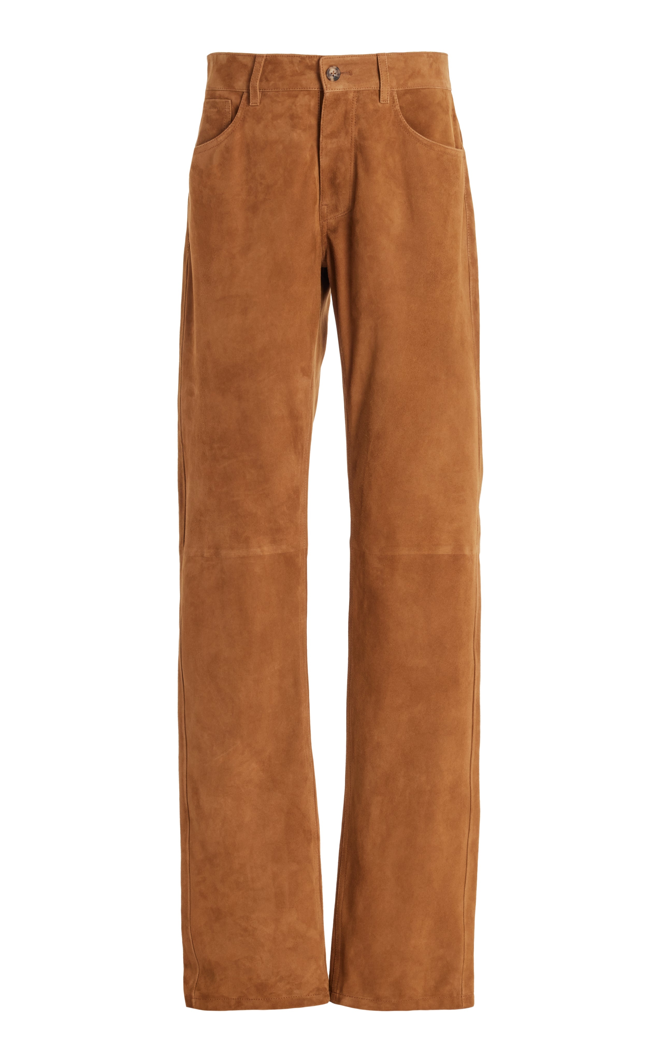 Anthony Five Pocket Pant in Camel Suede - 1