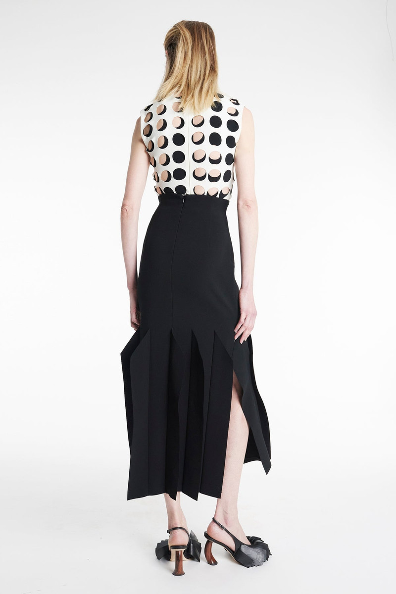 MIDI LENGTH SKIRT WITH HEM PANEL DETAIL BLACK 3