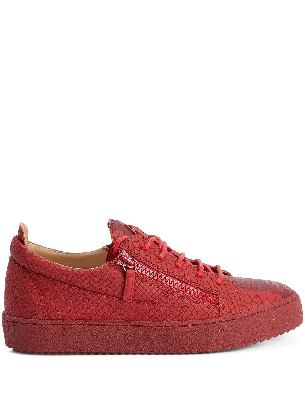 Frankie snakeskin-effect low-top leather sneakers - 1