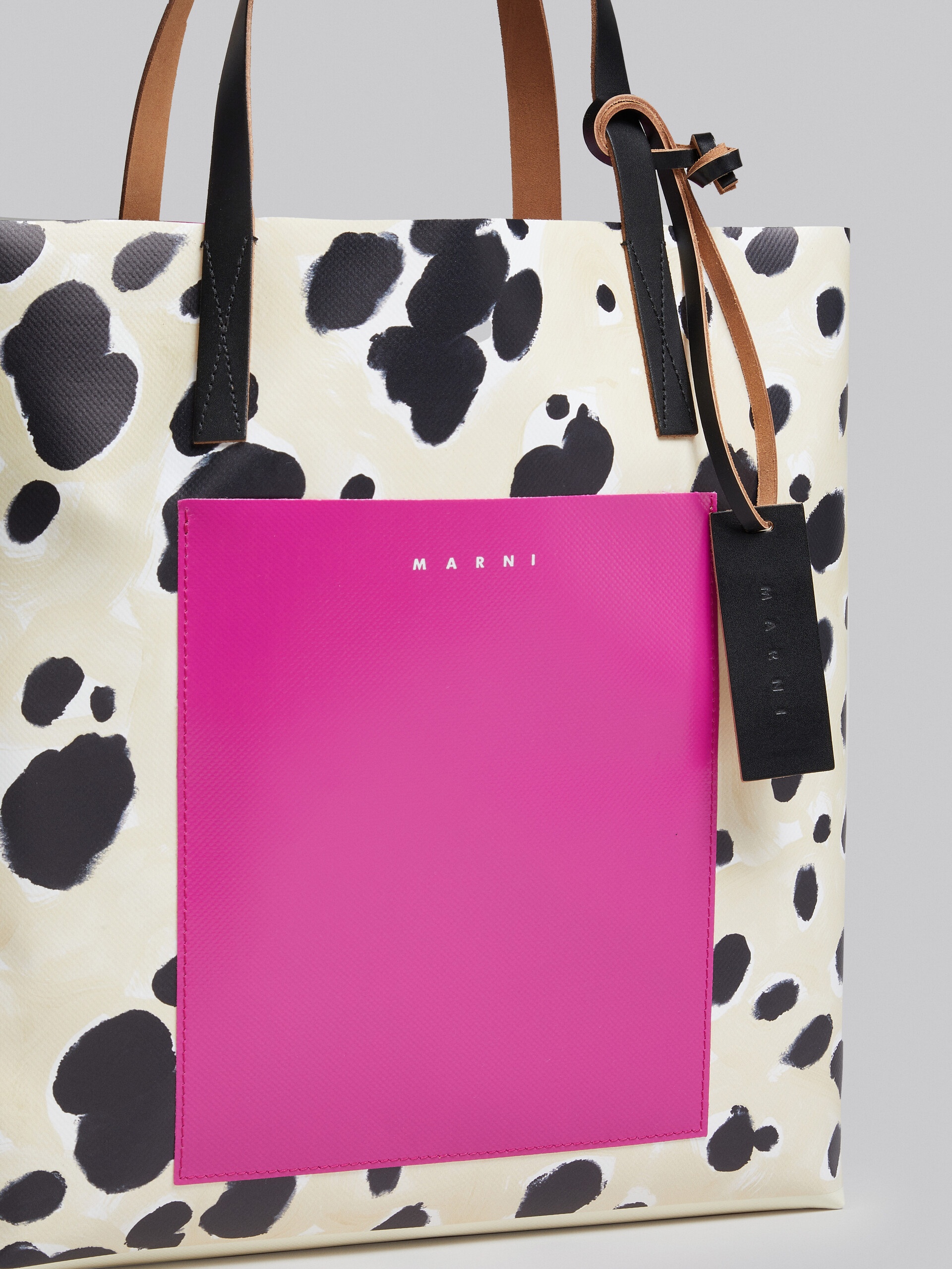 LARGE WHITE POP DOTS PRINT SHOPPING BAG - 5