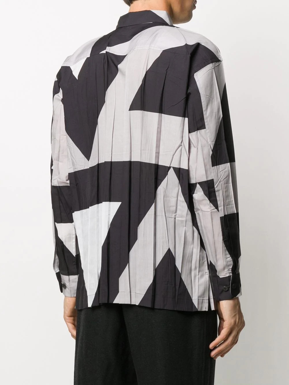 abstract-print pleated shirt - 4