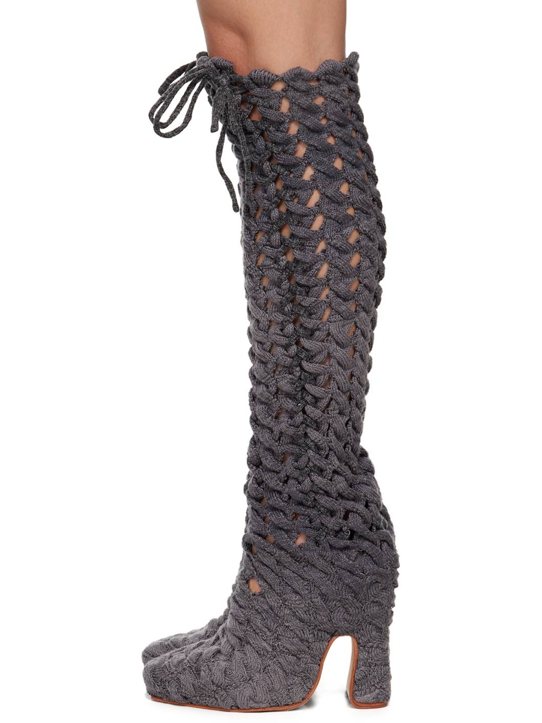 SSENSE Exclusive Gray Spiral Cable Boots - 3