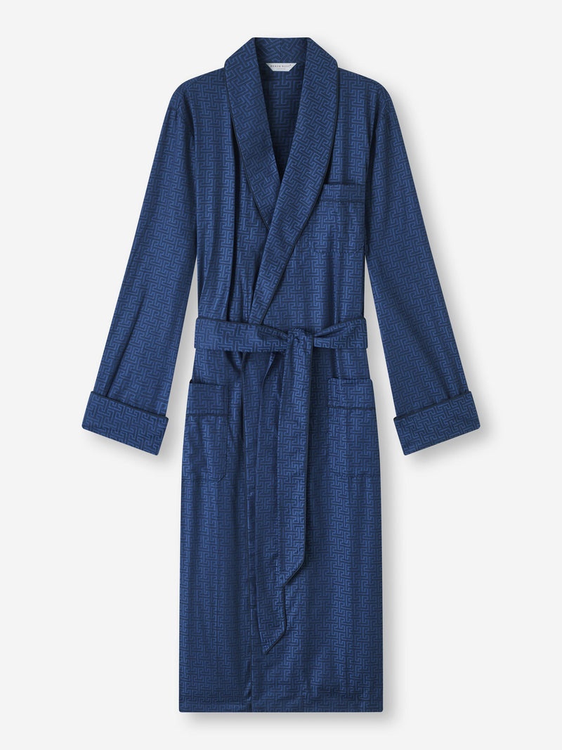 Men's Dressing Gown Paris 27 Cotton Jacquard Navy - 1