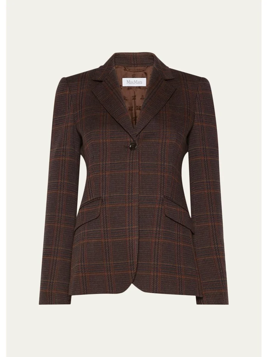 Wool-Cotton Check Single-Breasted Jacket - 1