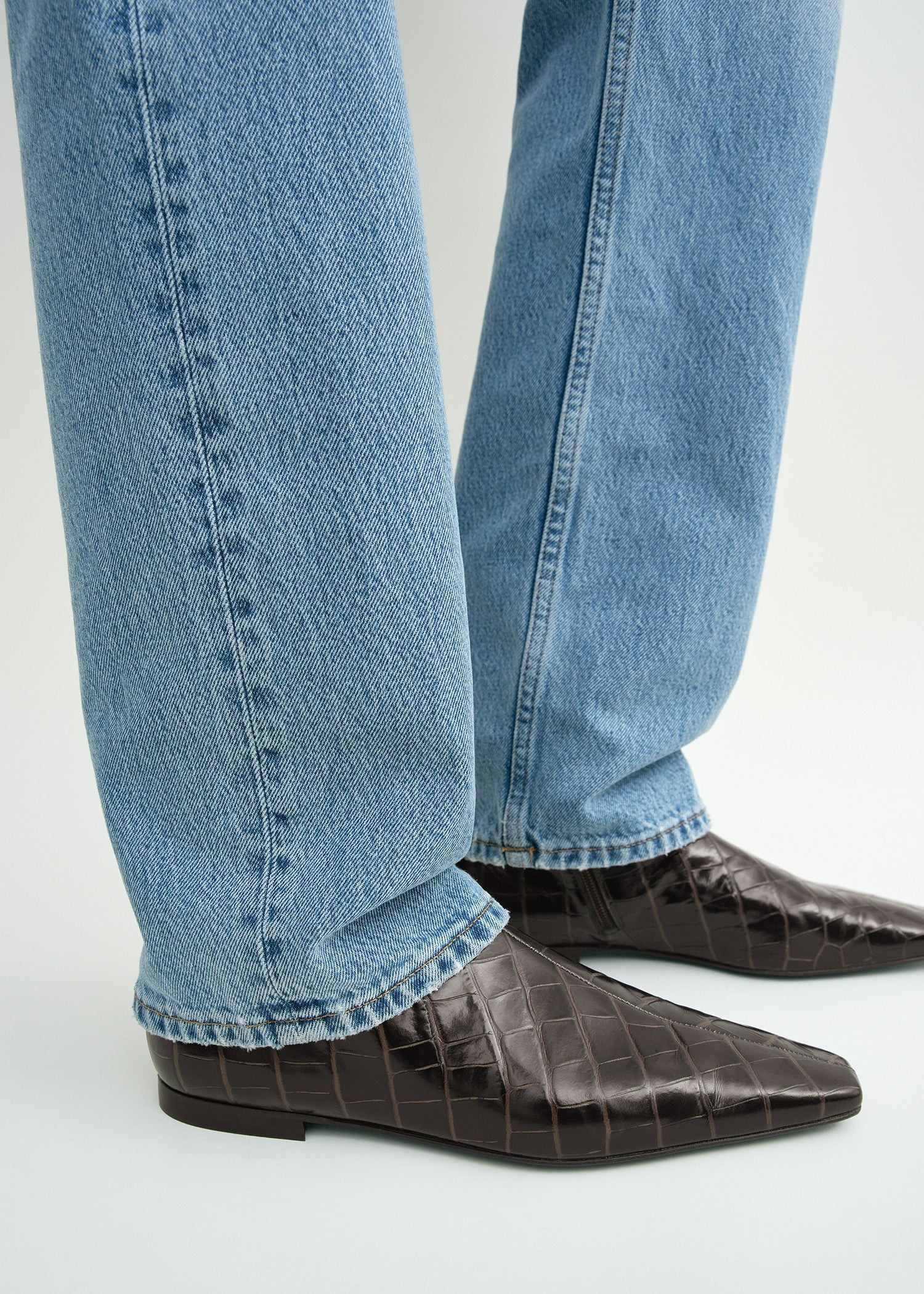Zipped croco-embossed chelsea boots dark brown - 3
