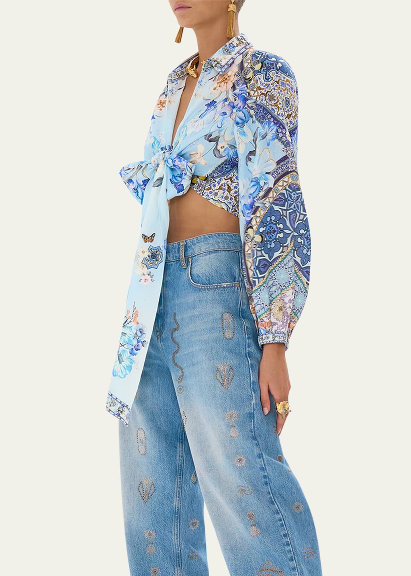 Al Manial Palace Memoirs Cropped Wrap Shirt - 4