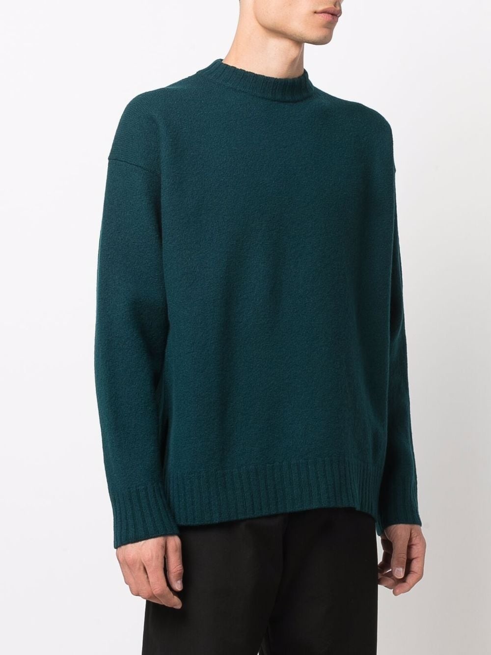 step-hem knitted crew-neck jumper - 3