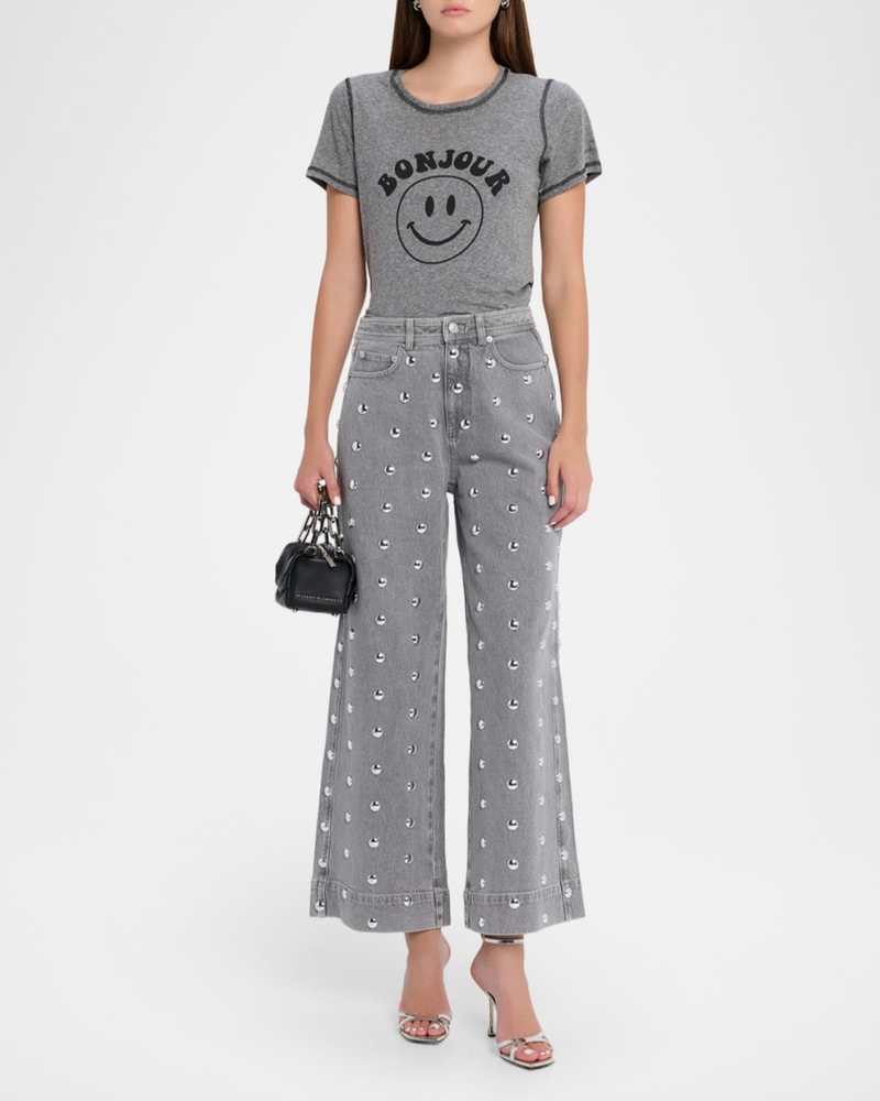 Cinq à Sept Betsy Studded Wide Ankle Jeans outlook