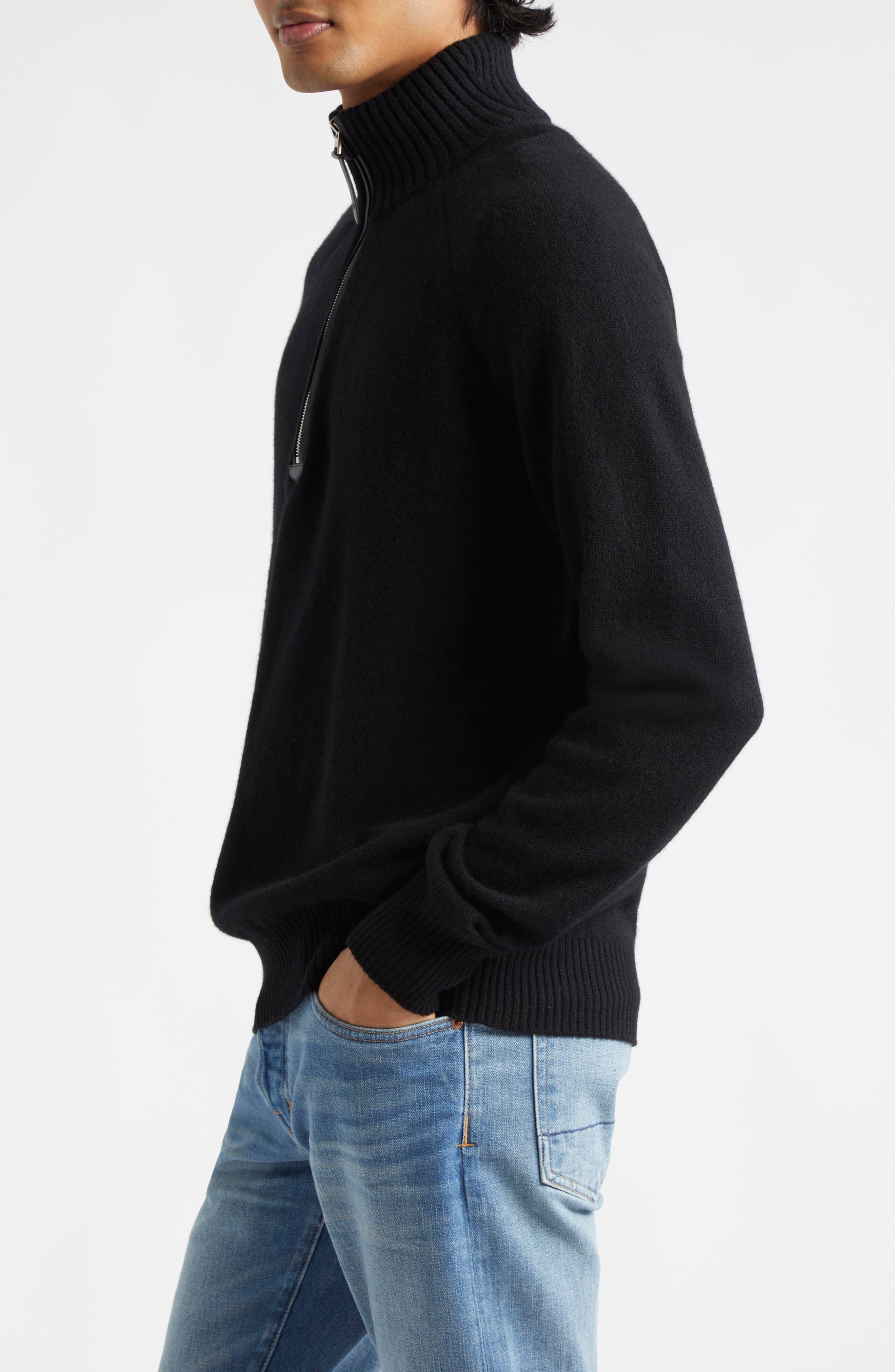 Lambswool & Cashmere Half Zip Sweater - 4